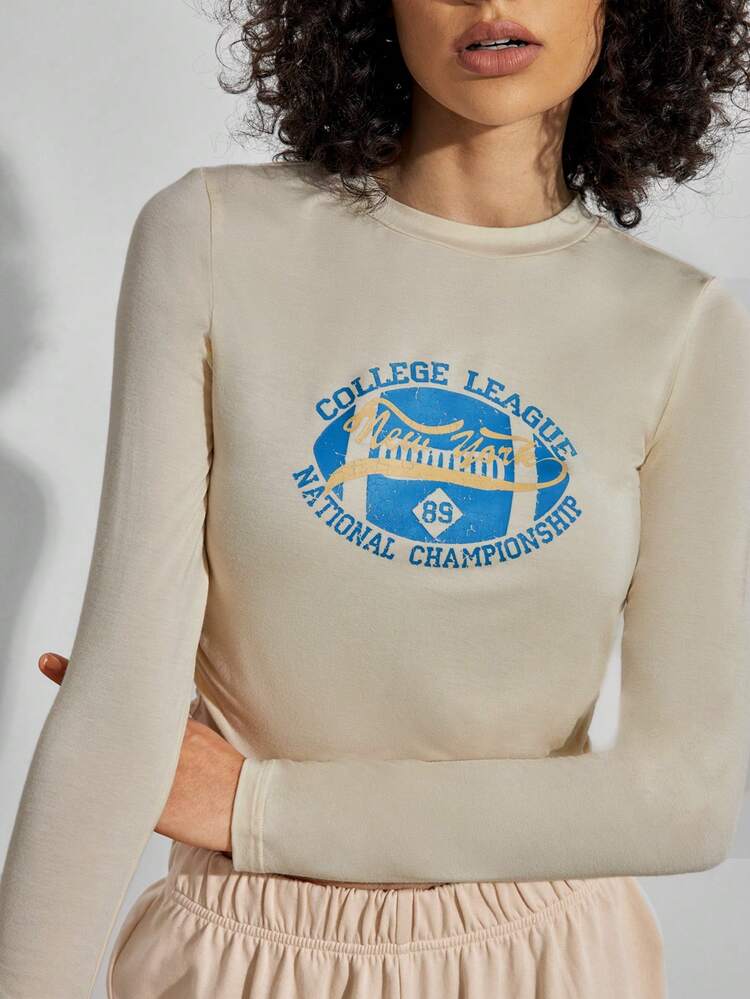 Women's Letter Print Cropped T-Shirt