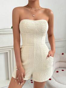 SHEIN Privé Của phụ nữ Ngày lễ tình nhân Quây Eo Kẹp chặt Eo cao Romper - Màu vàng - Xem 6