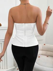 Firerie Waist Cinched Strapless Top For Valentine'S Day, Dating And Parties - White - View 6
