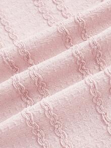 SHEIN Privé 女裝襯衫領波浪袖上衣 - 粉色 - 查看 8