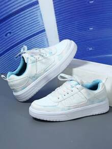 男式白色低幫運動鞋,特殊閃爍材質和色塊設計,適用於派對、節日、街頭穿搭、步行、滑板等 - 彩色 - 查看 4