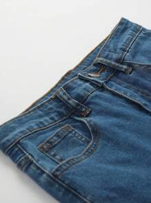 Cô gái Tween Quần jean loe - Rửa trung bình - Xem 4