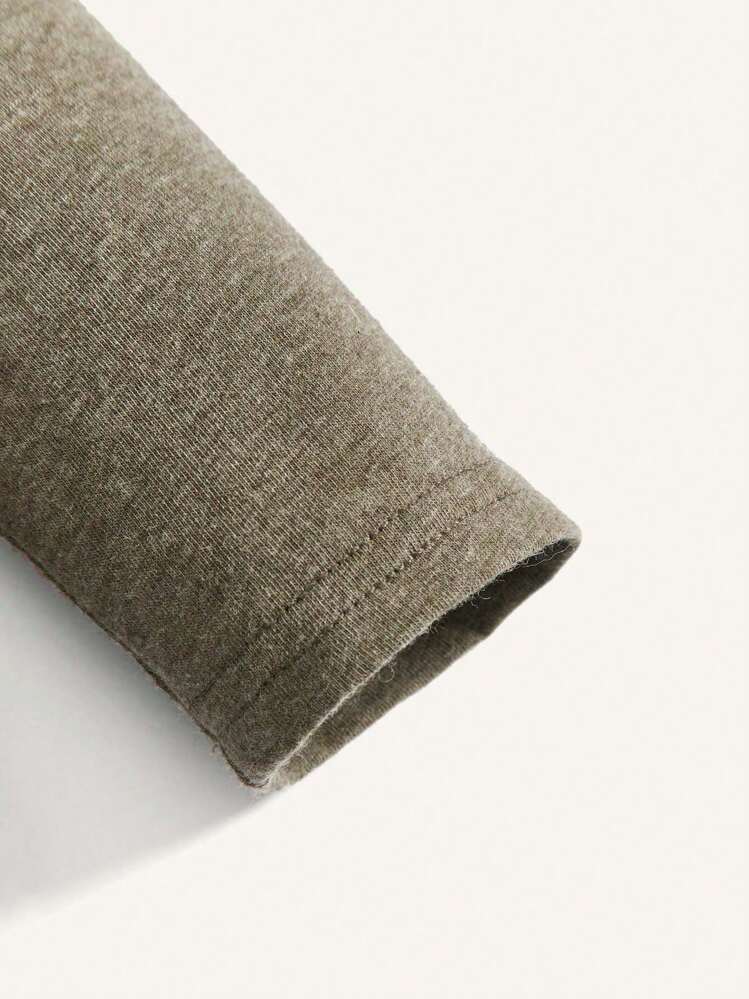 Cozy Pixies Bebé niño 3 piezas Top unicolor de cuello redondo - Verde militar - Añade 5