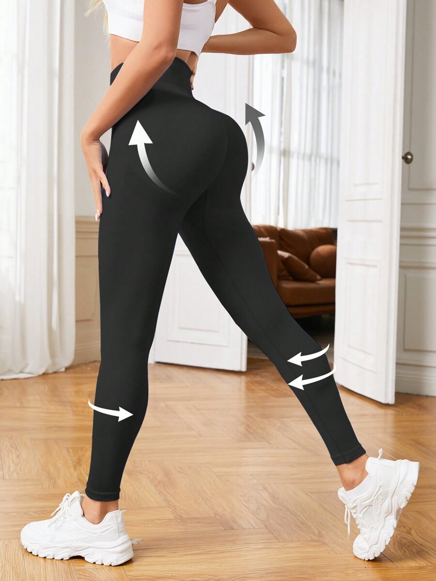 Yoga Basic High Waisted Stretchy Workout Leggings With Tummy Control