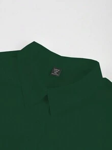 Maweii Plus Size Leopard Spliced Pocket Shirt Dress - Dark Green - View 6