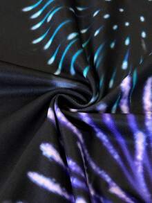 女士煙火印花時尚優雅的新年休閒和派對連身褲 - 黑色 - 查看 3