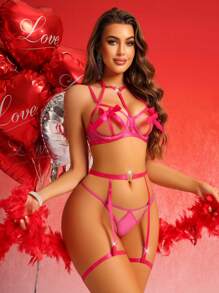 Ladies' Bowknot Decorated Hollow Out Bra Set (Valentine's Day Themed)