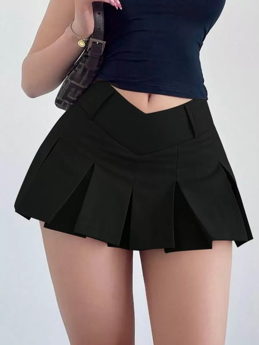 Vibekara Plus Size Low V Waist Ruffled Skirt