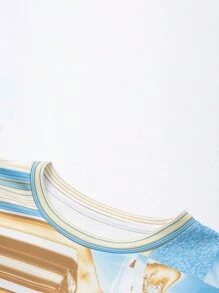 Men's Striped Pullover Sweatshirt - Blue - View 6
