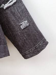 SHEIN Chaqueta de forro polar con estampado floral de moda para niña joven, otoño/invierno - Gris - Ver 7