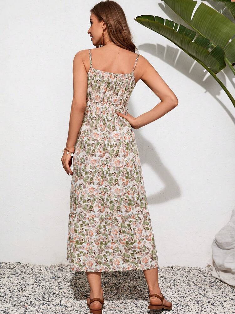 Women's Floral Printed Spaghetti Strap Dress