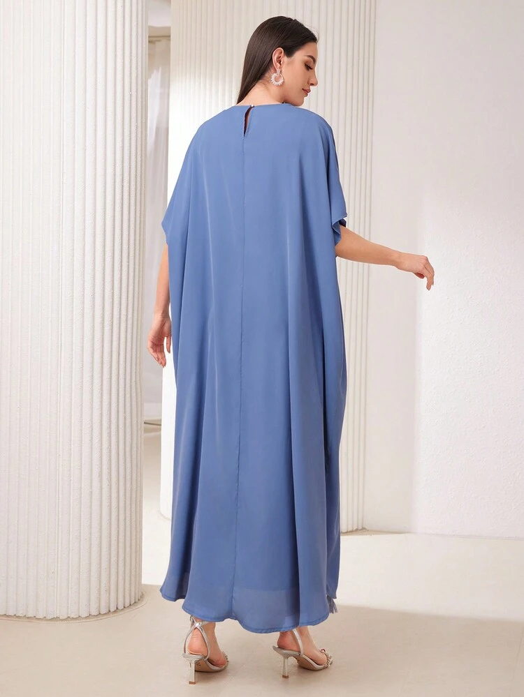 Women'S Batwing Sleeve Tassel Decorated Long Cardigan Kaftan Jalabiya Dress