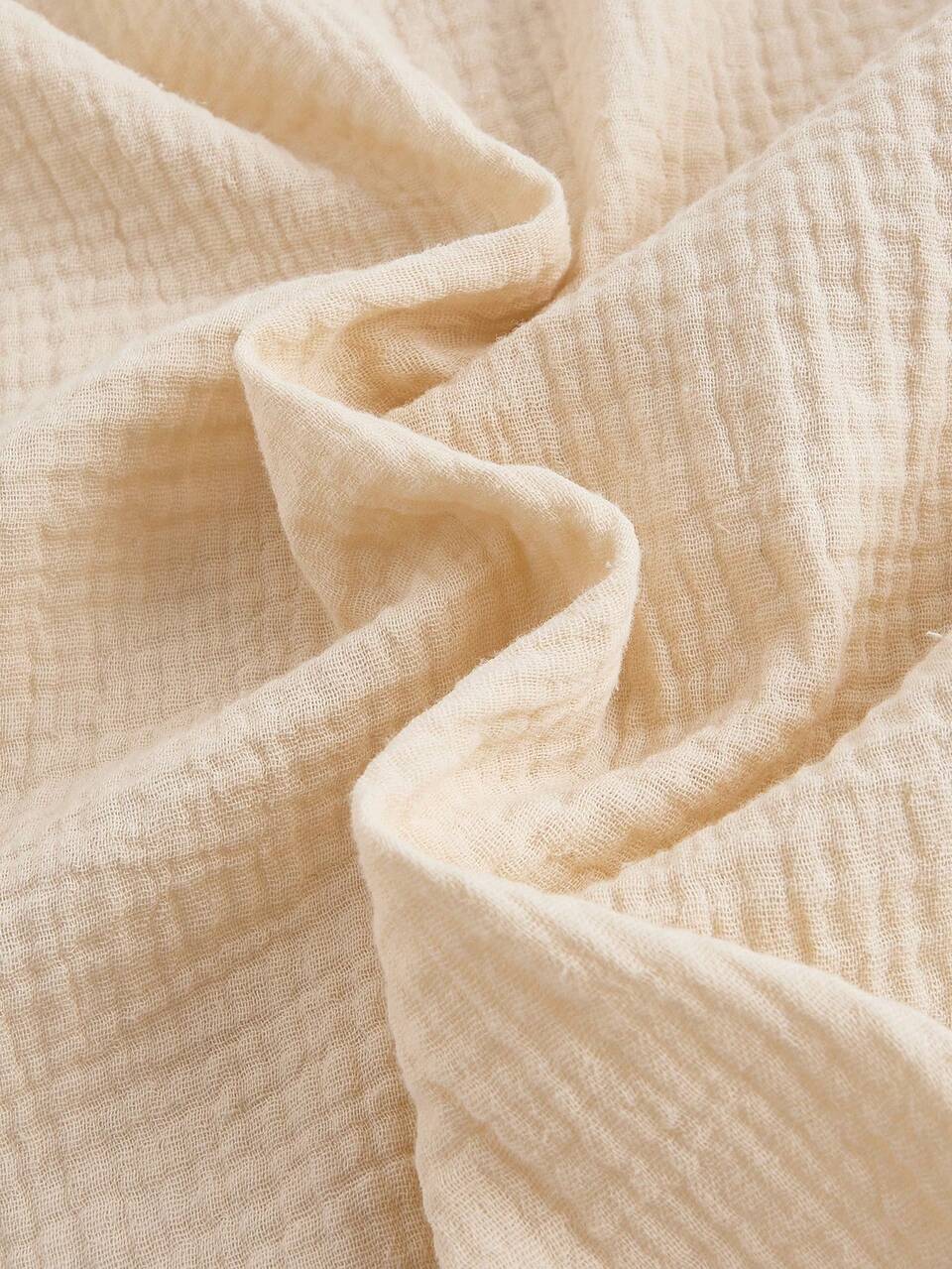 Leisure 100% Cotton Natural Material Lapel Mid-Sleeve Cardigan Top-Khaki