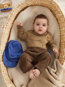 Ensemble bébé garçon de 2 pantalons décontractés et d'un chapeau, tenues de photographie adorables, adaptés aux vacances, à la prise de vues et aux rassemblements festifs - Multicolore - Voir 4