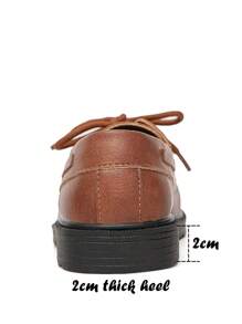 兒童綁帶式簡約復古啡色休閒平底鞋 - 棕色 - 查看 4