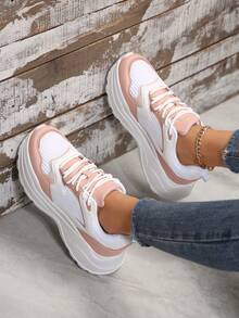 Của phụ nữ Giày thể thao Chunky Đối với Thể thao ,  chạy Và Giải trí Mặc , Mùa thu 2023 Hàng mới đến - Hồng - Xem 3