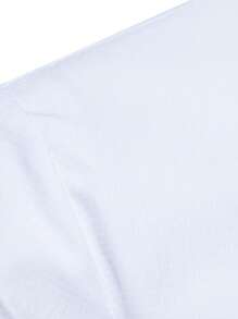 Manfinity Homme Men's White Summer Basic Casual City Break Short-Sleeve Shirt,INS-Style Black And White Floral Print Little Doves,Button-Down Collar Business Party - White - View 7