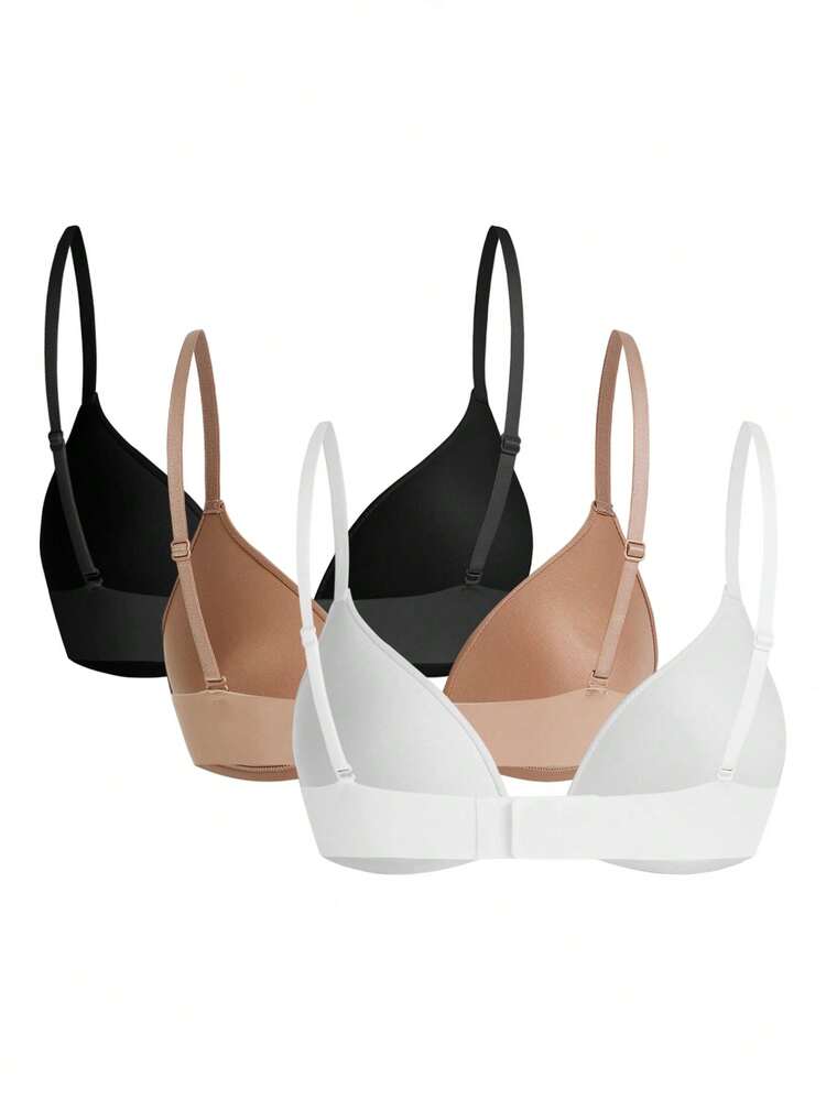 Leisure 3pcs Solid Color Wireless Bra