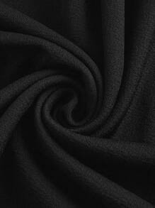 EMERY ROSE 2 In 1 Panel Cable Knit Hooded Dress With Jacquard Pattern (Random Design) - Black - View 3