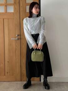 FRIFUL Women's Contrast Trim Sheer Blouse