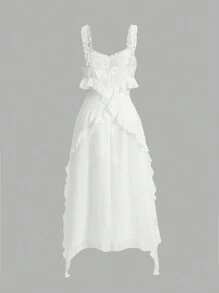 SHEIN MOD Women's Ruffled Sleeveless Dress - White - View 2