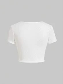 ROMWE Kawaii Của phụ nữ Thiên sứ & In Hoa Quần skinny Áo thun - trắng - Xem 4