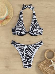 Swim SXY 2025 女式花卉印花比基尼 - 随机印花，版权购买夏季 - 黑與白 - 查看 4