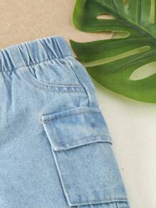SHEIN Vintaside Kids Shorts En Jean Décontracté Et Confortable Pour Bébés Garçons Avec Poches