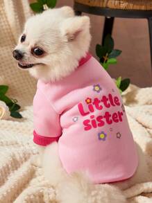 Debiesn Artist Girlcore 1pc Pink Cute Pet Printing Warm Kawaii Hoodless Sweatshirt, For Holiday, Valentine's Day