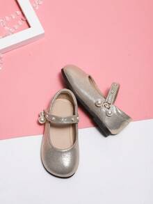 Girls' Sweet And Cute Princess Flat Shoes, Soft Bottom Dance Shoes With Stage Performance Design For Children, Autumn And Winter - Gold - View 4