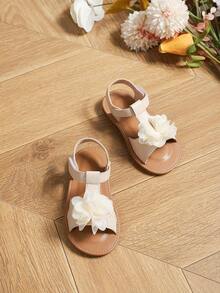 Girls' Summer Sandals, Toddler Princess Shoes With Lace, Non-Slip Beach Shoes For Babies - Apricot - View 2