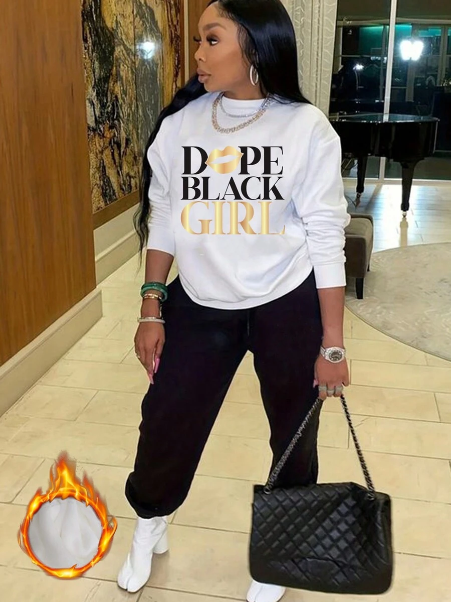 Calvaya Plus Size Women's 2pcs/Set With Slogan & Letter Print - Multicolor - View 1