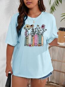 INAWLY Camiseta De Talla Grande Para Mujer Con Estampado Floral Y Corte Holgado