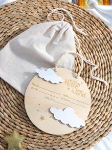 新生兒男嬰出生宣布木製雲牌，照片道具，收藏禮物 - 彩色 - 查看 8