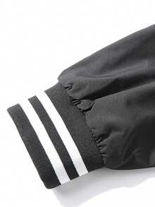 男式棒球夾克夏秋季保暖外套 - 黑色 - 查看 3