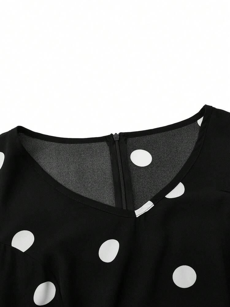Plus Size Women's Polka Dot Print Strapless Dress