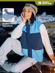 In My Nature 1 Stück Damen Weste Jacke Mit Farbkollision Für Den Außenbereich - Blau - Übersicht 6