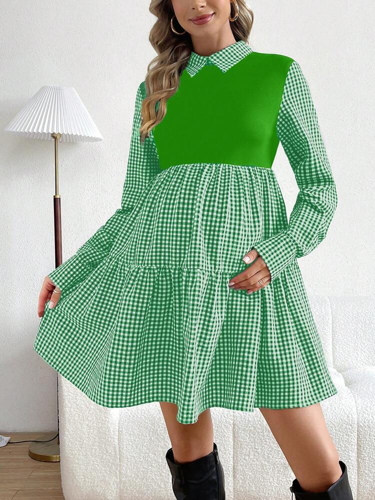 Maternity Gingham Pattern 2 In 1 Dress