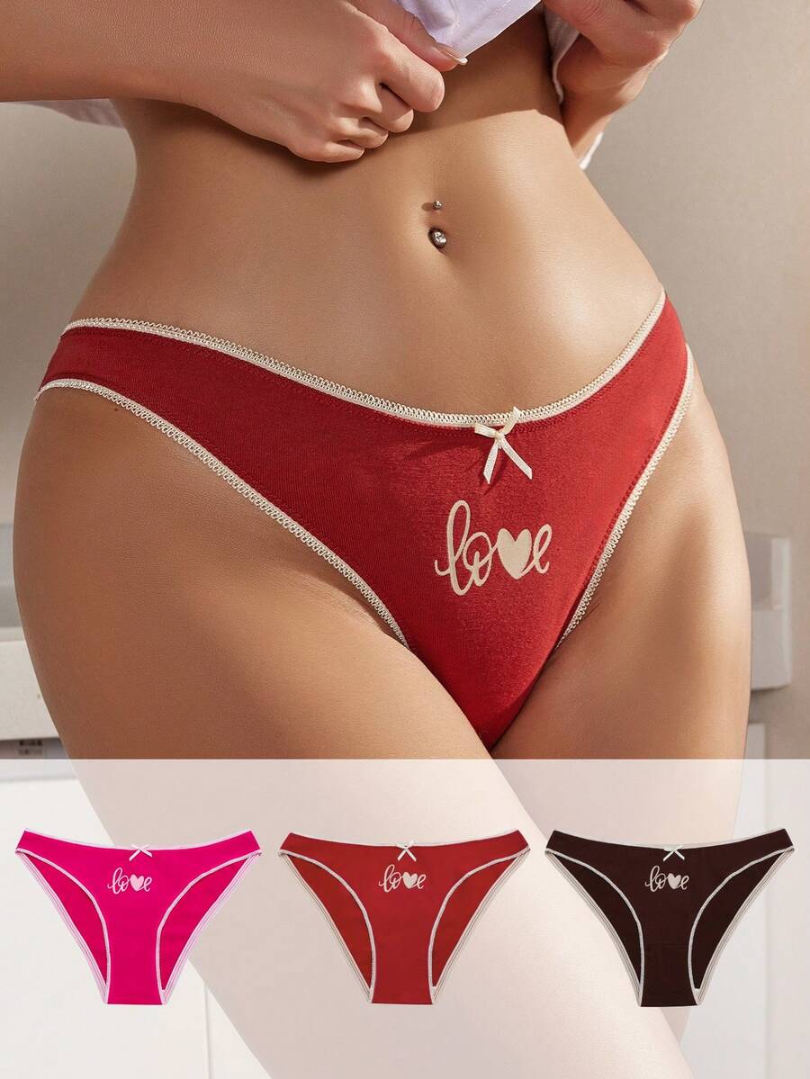 SHEIN Contrast Trimmed Triangular Underwear With Letter Print - Multicolor - View 1