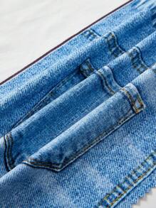 Elladie kids Young Girl Lovely Cat Print Top& Denim Effect Casual Pants Outfit For Summer - Pink - View 8