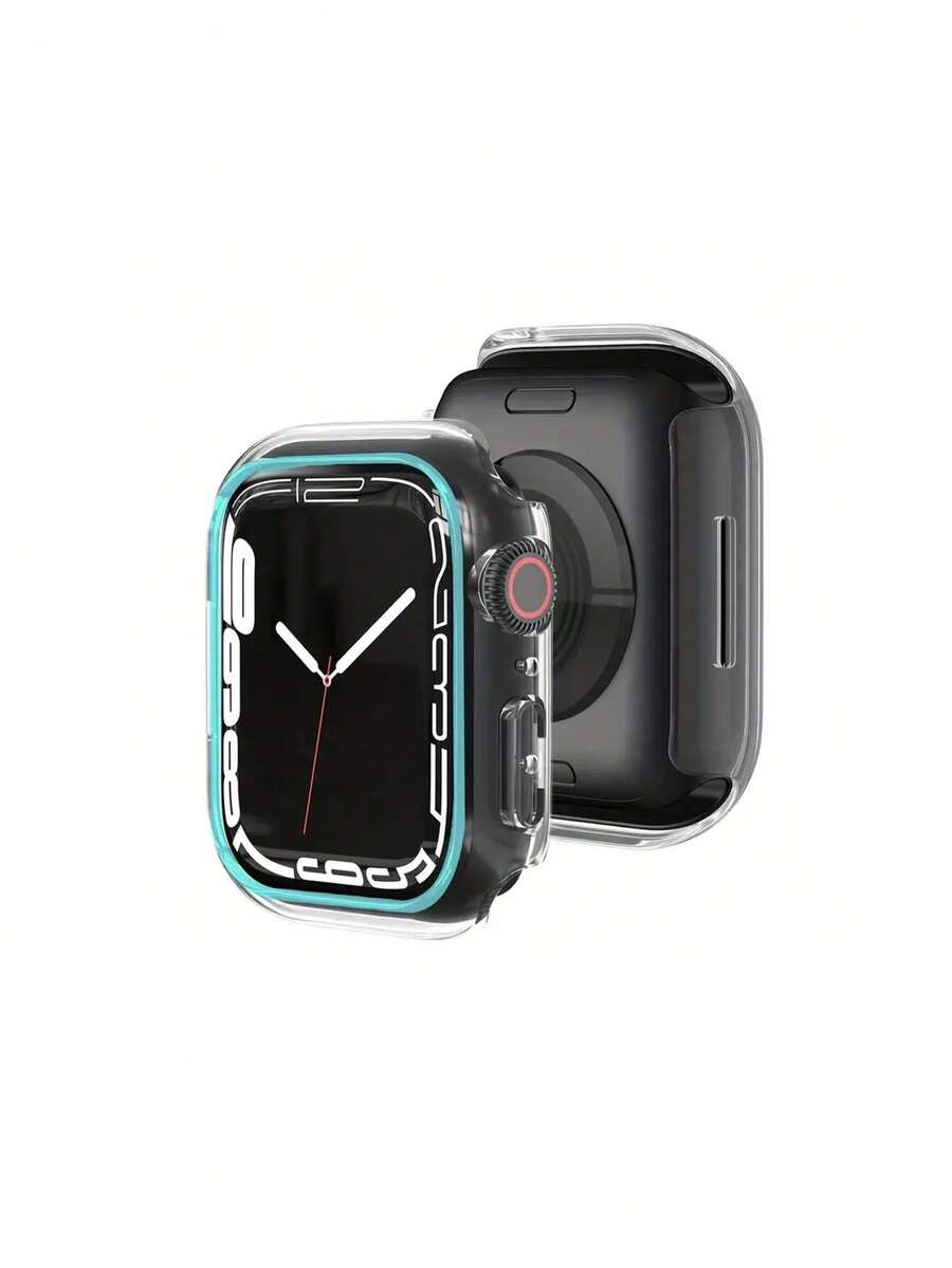 ROMWE 1pc Fluorescent Watch Case, Compatible With Apple Watch Protection Case, Suitable For Series 38mm-49mm - Blue - View 1