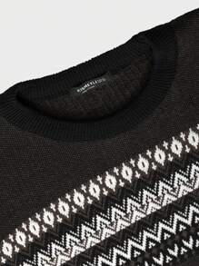 RueChic 男士幾何圖案長袖毛衣 - 彩色 - 查看 3