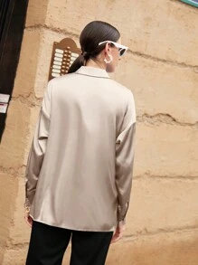 Modelyn Plain Long Sleeve Shirt,Long Sleeve Tops Fall Cloth For Women