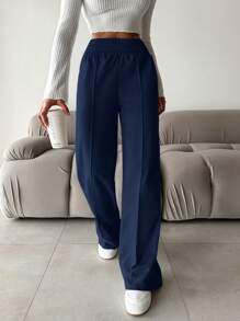 EURMUSE Women'S Elastic Waist Sweatpants - Navy Blue - View 3