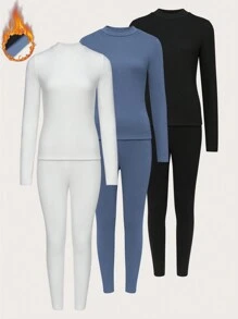 SHEIN Unity 女士保暖立領長袖上衣和長褲套裝 - 彩色 - 查看 1