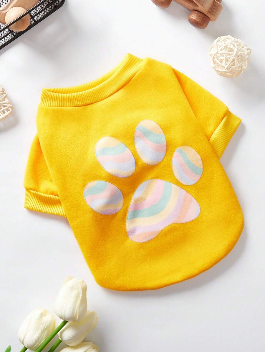 Emily J Áo nỉ ấm áp màu vàng dành cho thú cưng, không in hình dấu chân thú cưng, phong cách Girlcore, thích hợp cho dịp lễ. - Nhiều màu - Xem 1