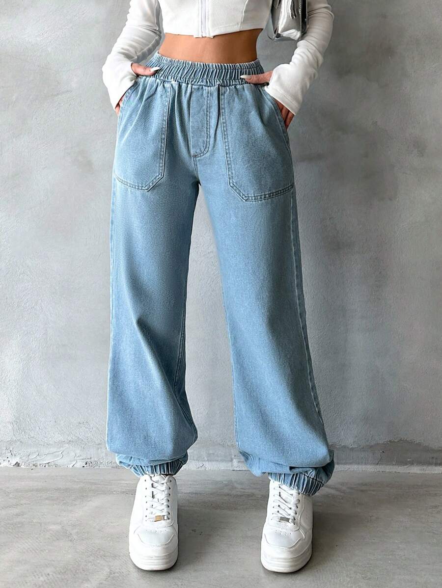 EURMUSE Của phụ nữ Xà cạp Quần jean - Rửa nhẹ - Xem 1