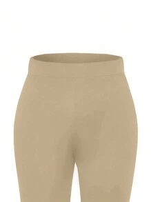 Chiquease Solid Color Casual Flared Pants - Khaki - View 3