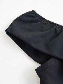 Sweetra Của phụ nữ Off-shoulder Áo Trang trí Với Nơ - màu đen - Xem 5