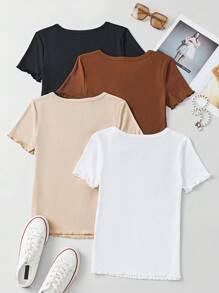 SHEIN Unity 女款短袖亨利領t恤 - 彩色 - 查看 2